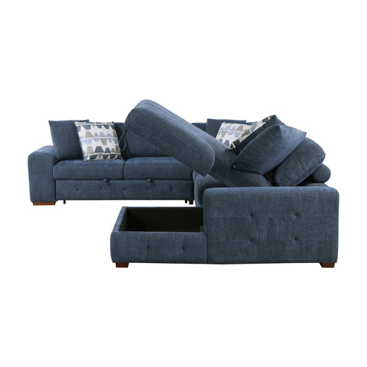 9624BU*52LRC - (5)5-Piece Sectional with Right Chaise and Storage Ottoman