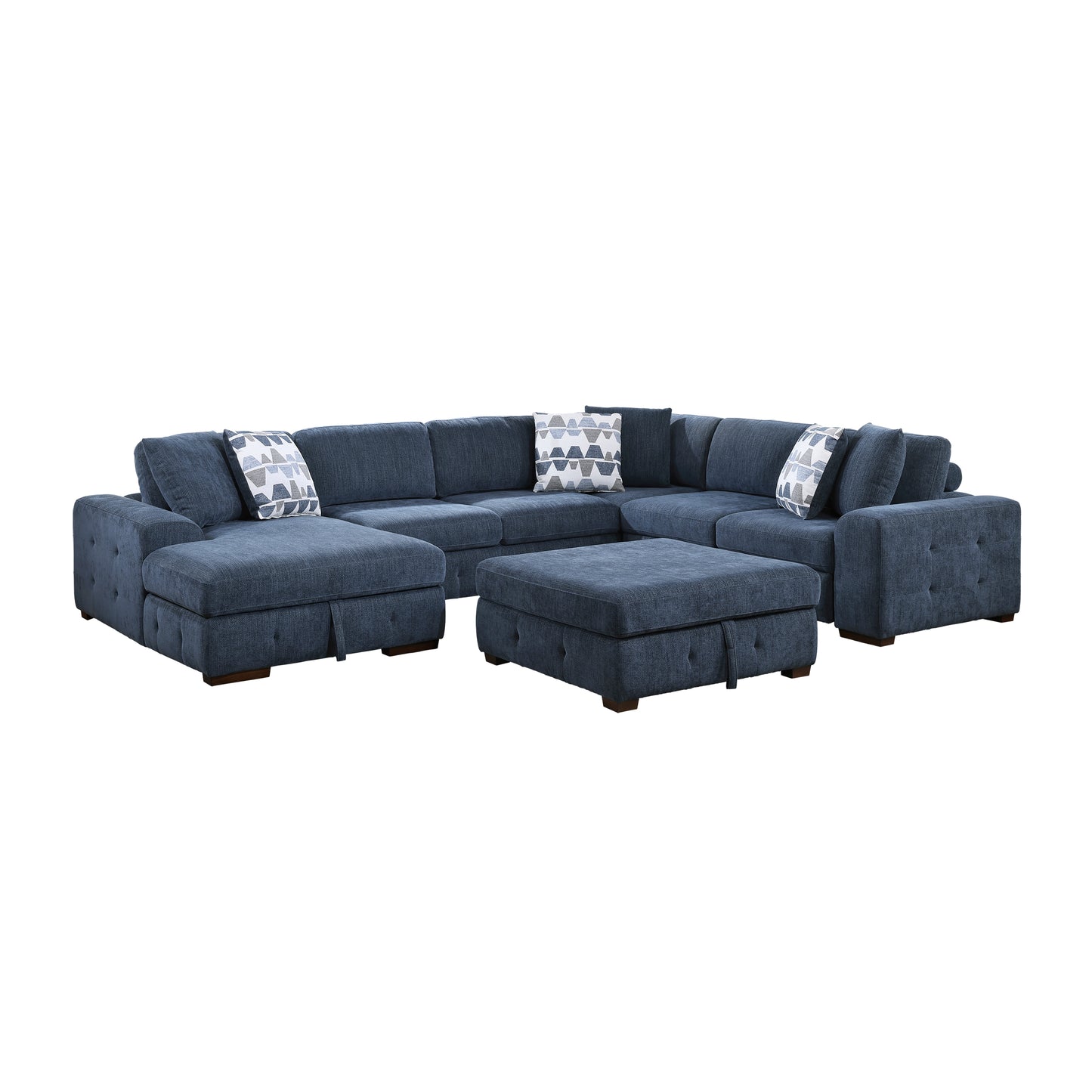 9624BU*5LC2R - (5)5-Piece Sectional with Left Chaise and Storage Ottoman
