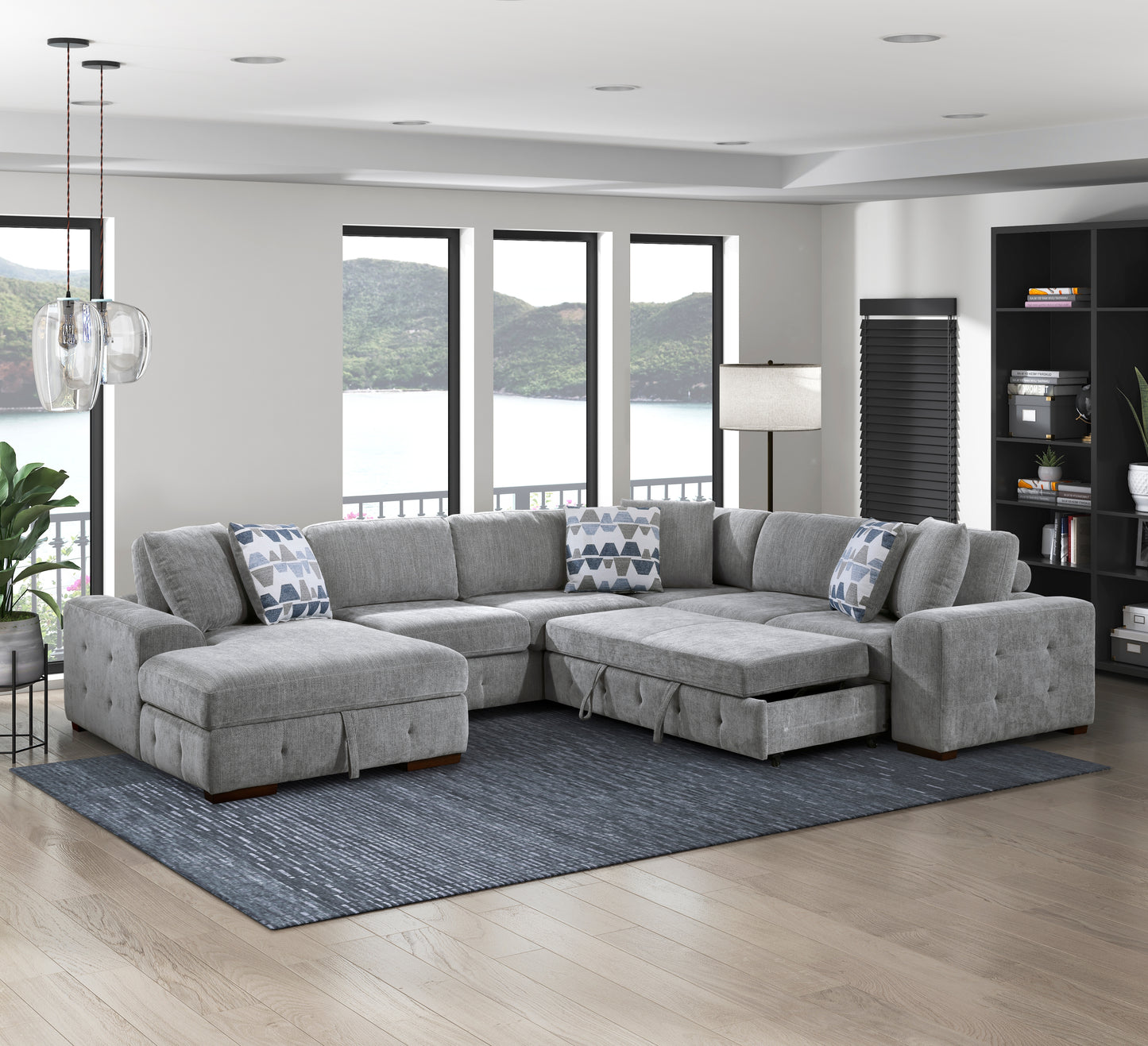 9624GY*42RLC - (4)4-Piece Sectional with Left Chaise