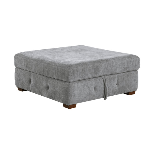 9624GY*52LRC - (5)5-Piece Sectional with Right Chaise and Storage Ottoman