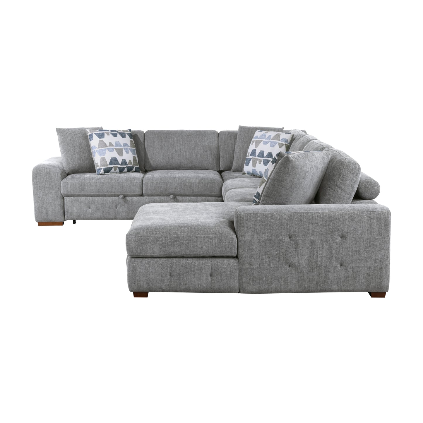 9624GY*52LRC - (5)5-Piece Sectional with Right Chaise and Storage Ottoman