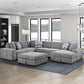 9624GY*52LRC - (5)5-Piece Sectional with Right Chaise and Storage Ottoman