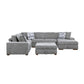 9624GY*52LRC - (5)5-Piece Sectional with Right Chaise and Storage Ottoman