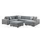 9624GY*52LRC - (5)5-Piece Sectional with Right Chaise and Storage Ottoman