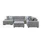 9624GY*5LC2R - (5)5-Piece Sectional with Left Chaise and Storage Ottoman
