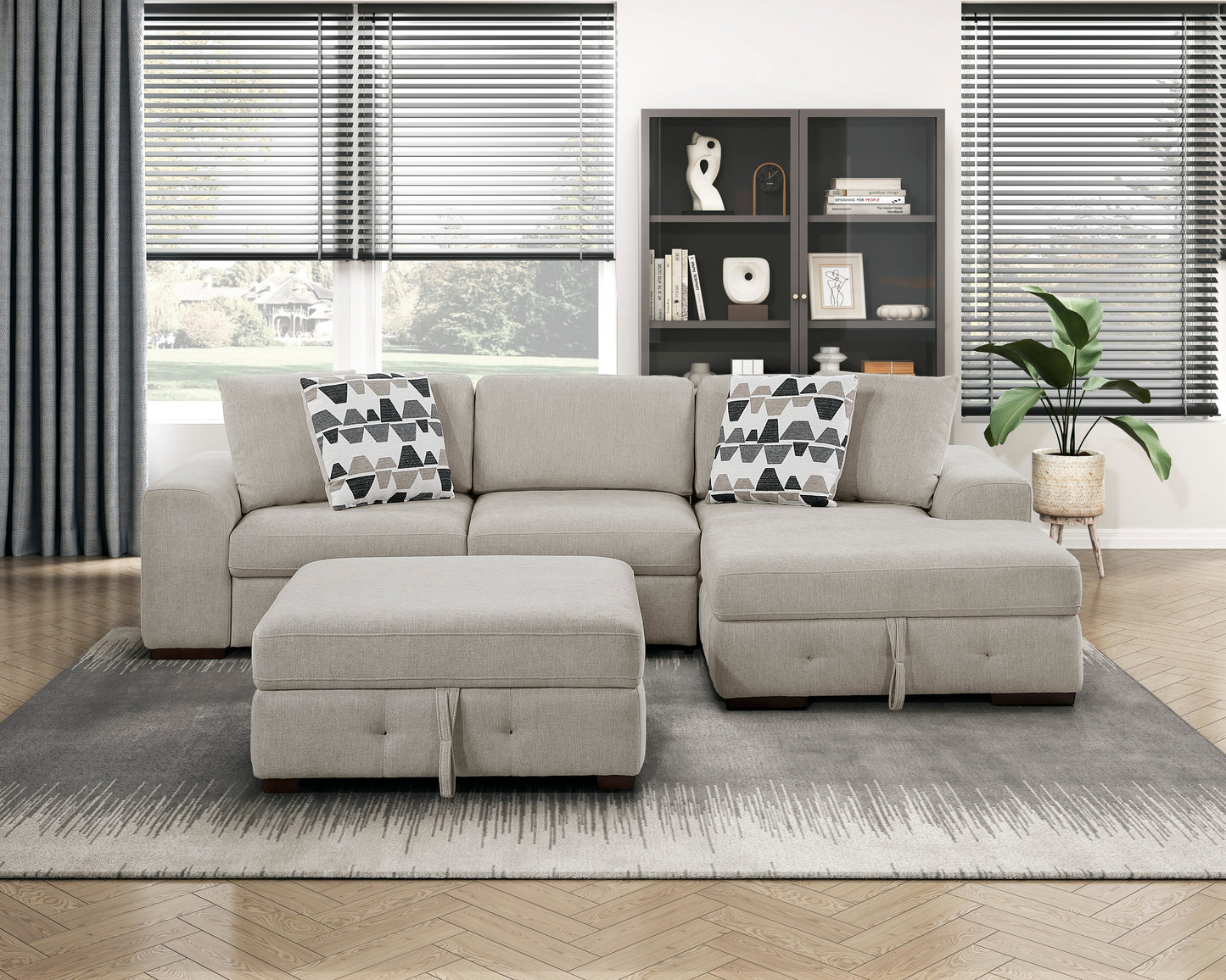 9624TP*32LRC - (3)3-Piece Sectional with Right Chaise and Ottoman