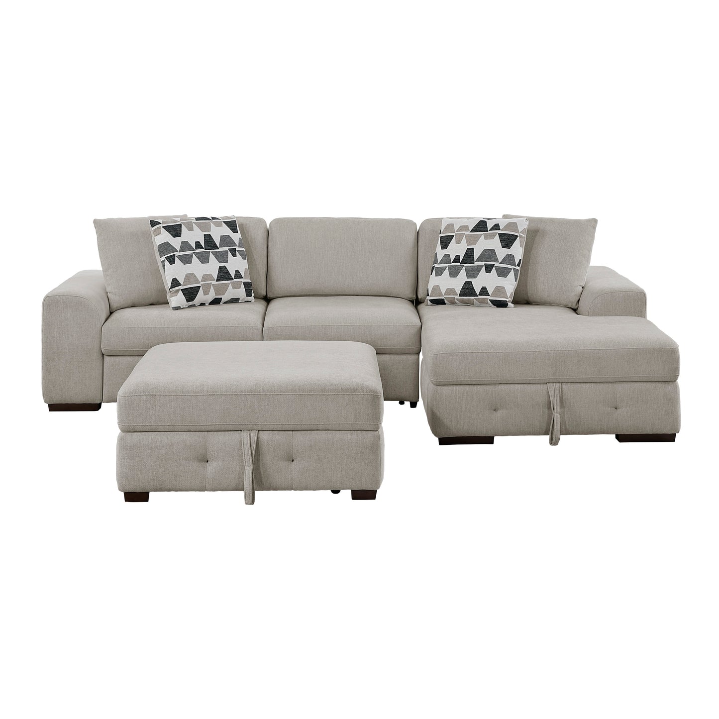 9624TP*32LRC - (3)3-Piece Sectional with Right Chaise and Ottoman
