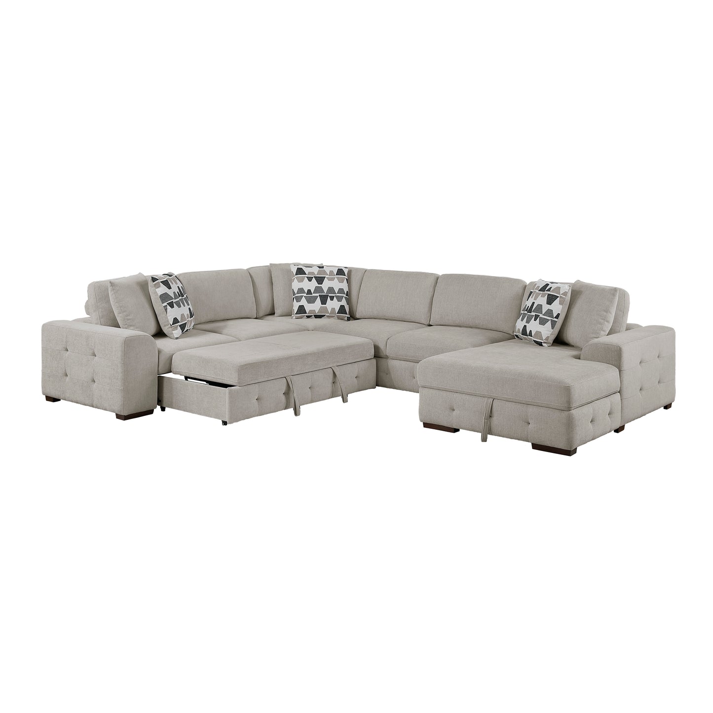 9624TP*52LRC - (5)5-Piece Sectional with Right Chaise and Storage Ottoman