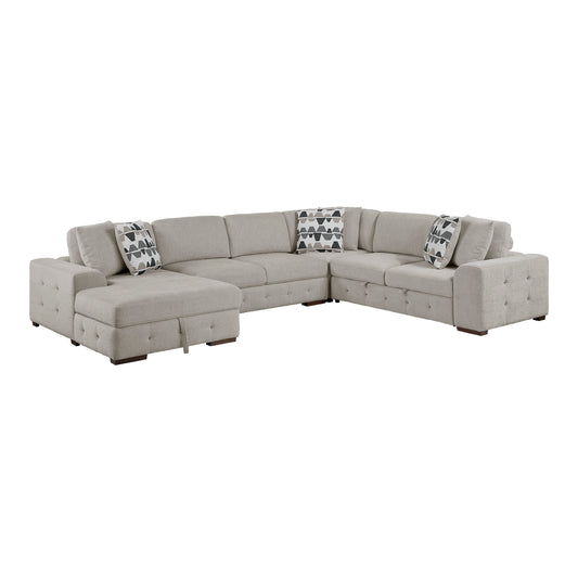 9624TP*5LC2R - (5)5-Piece Sectional with Left Chaise and Storage Ottoman