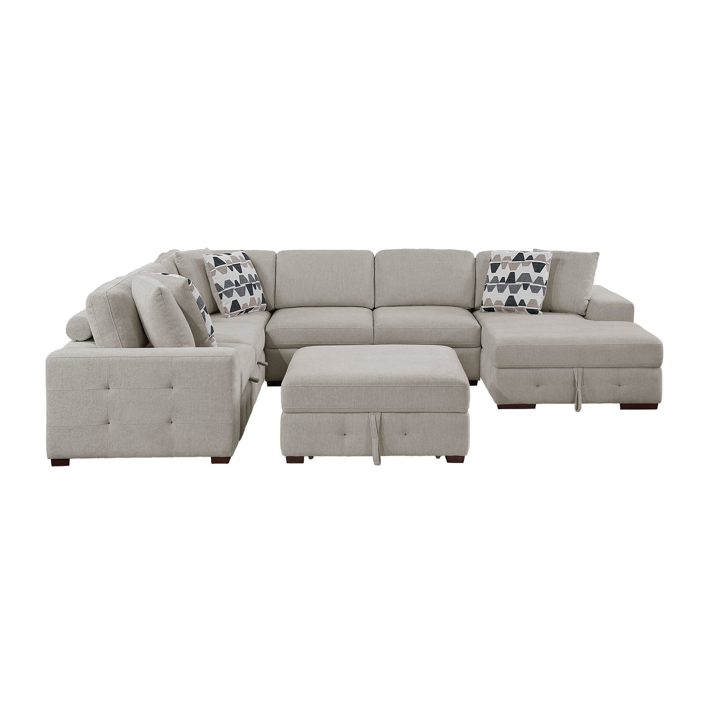 9624TP*52LRC - (5)5-Piece Sectional with Right Chaise and Storage Ottoman