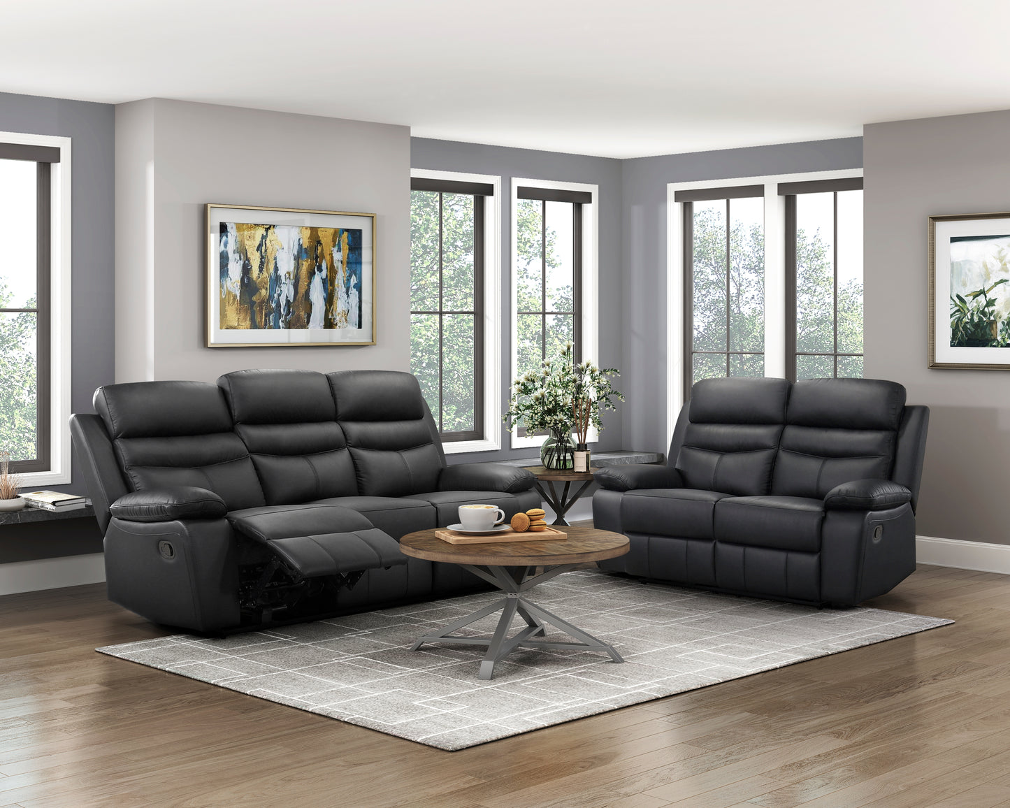 9628BLK-2 - Double Reclining Love Seat