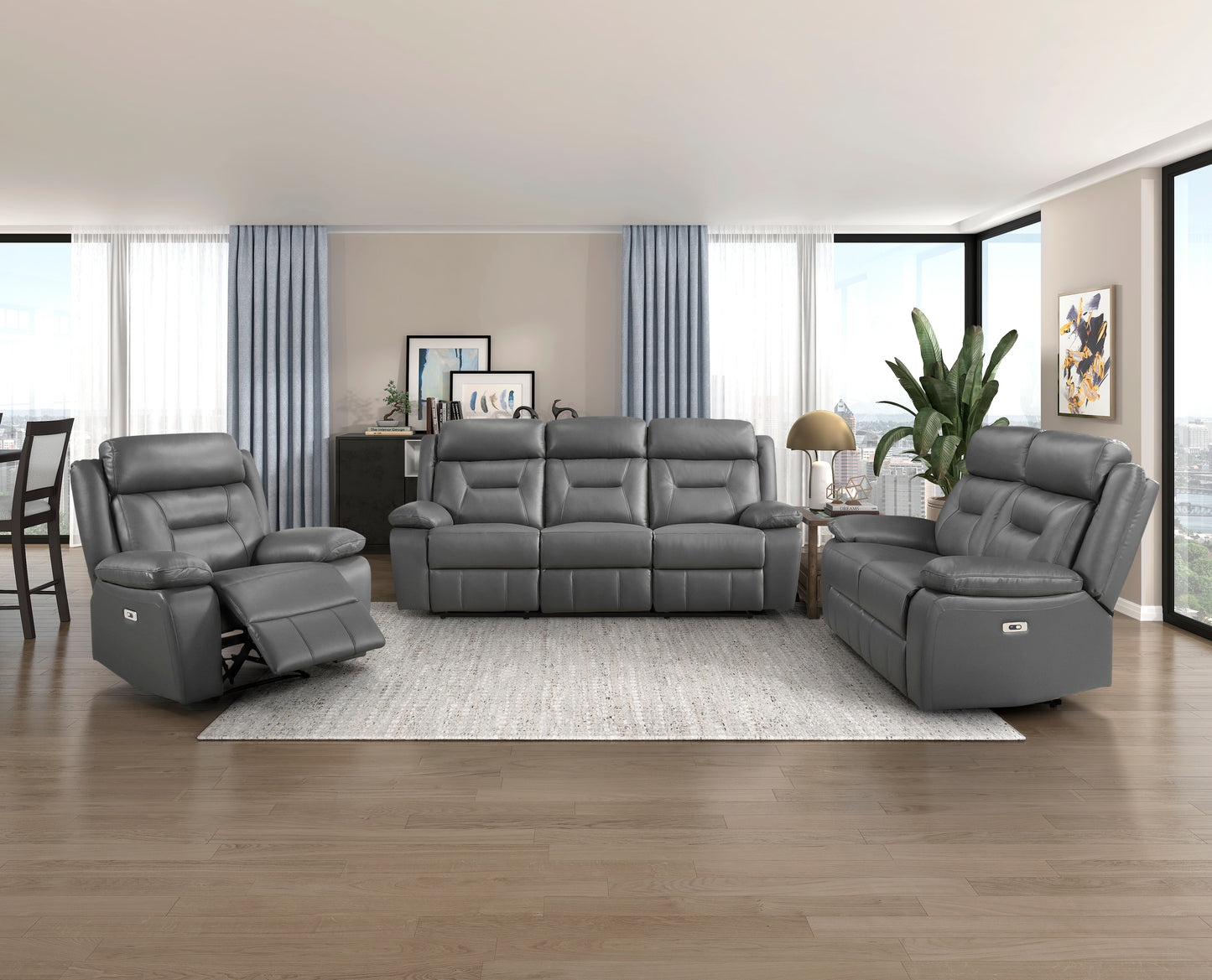 9629DGY-2PW - Power Double Reclining Love Seat