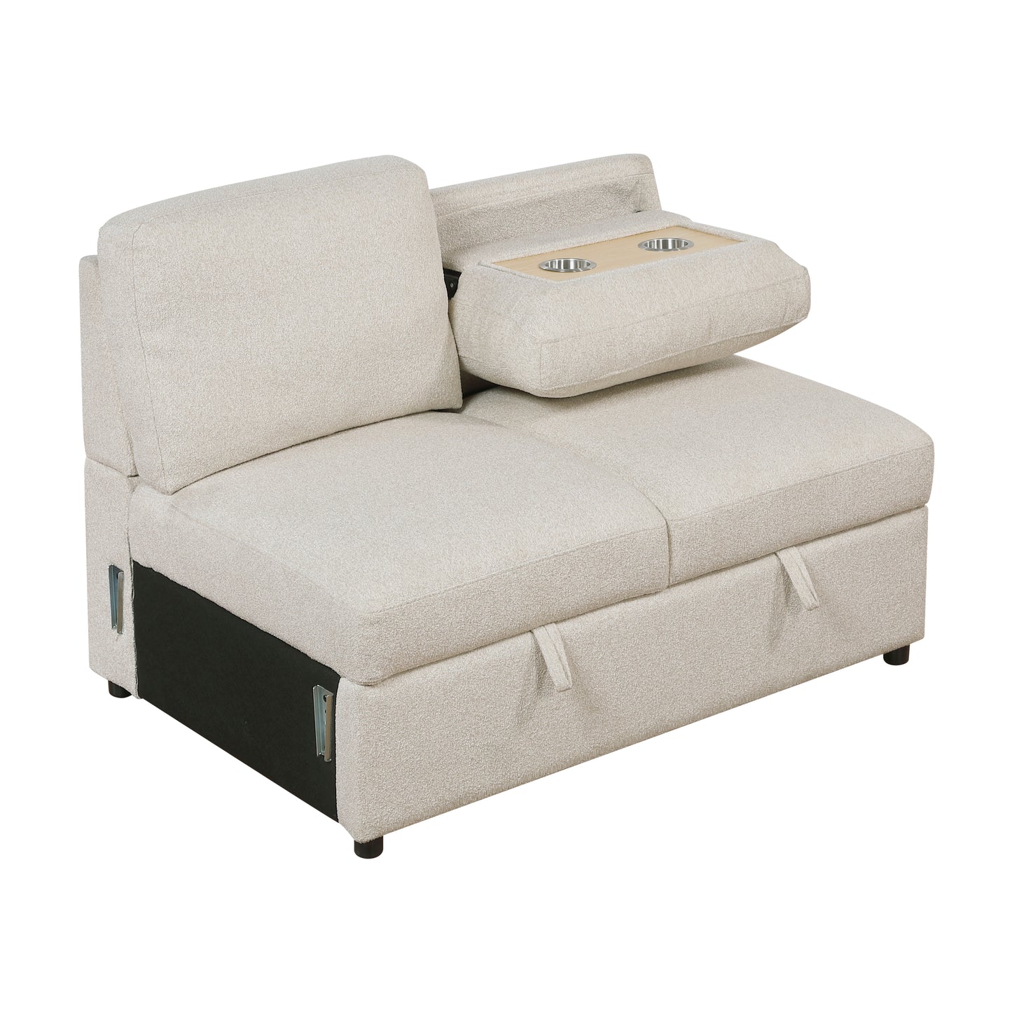 9630BE*42LRC - (4)Sectional with Right Chaise, Pull-out Bed, Hidden Storages and Shelves, Charging Ports