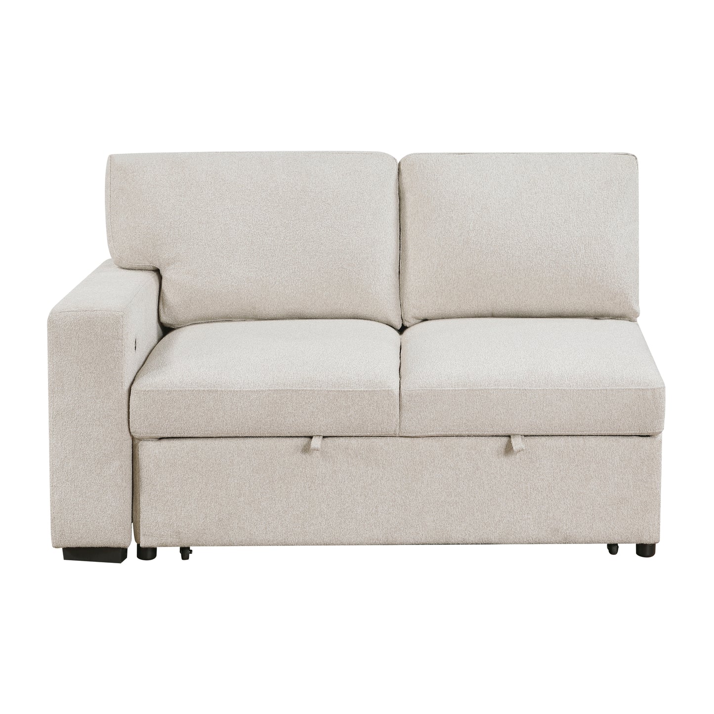 9630BE*32LRC - (3)Sectional with Right Chaise, Pull-out Bed, Hidden Storages and Shelves, Charging Ports