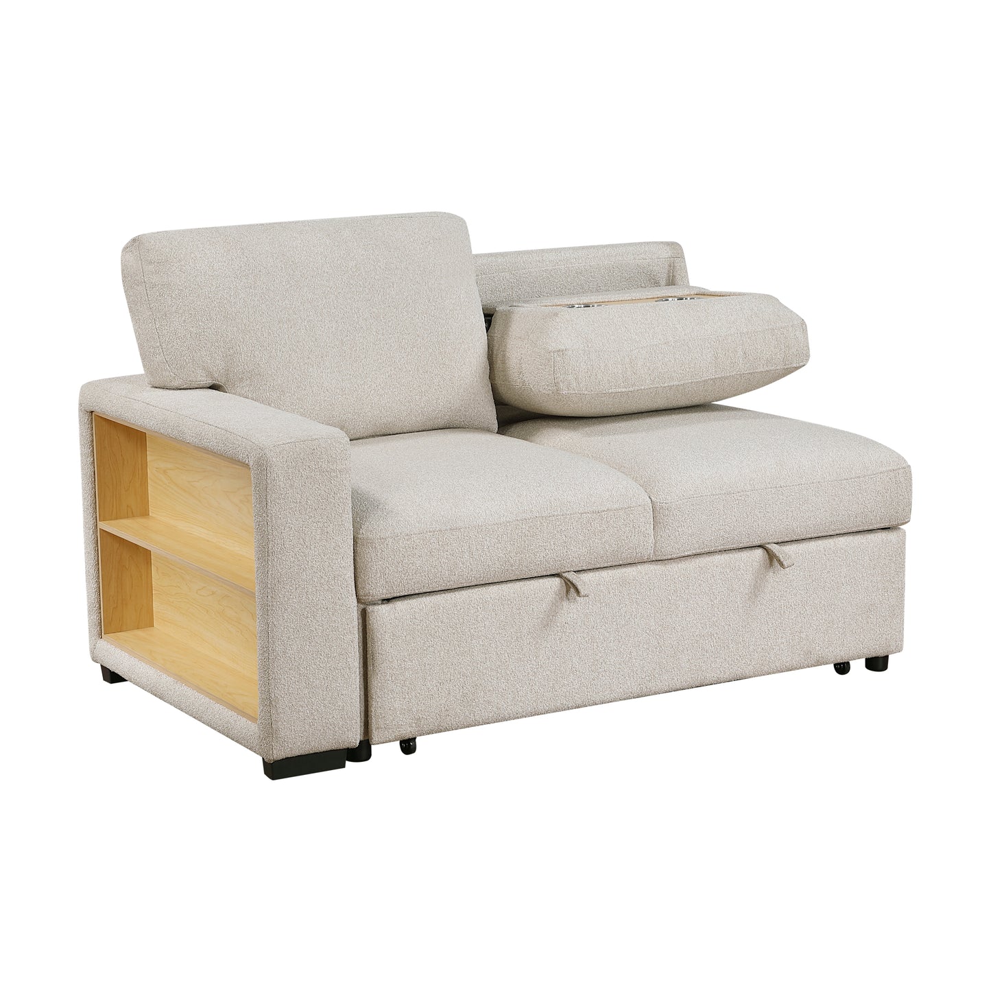 9630BE*42LRC - (4)Sectional with Right Chaise, Pull-out Bed, Hidden Storages and Shelves, Charging Ports