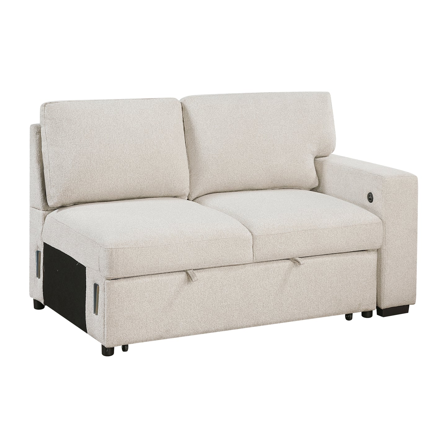 9630BE*4LC2R - (4)Sectional with Left Chaise, Pull-out Bed, Hidden Storages and Shelves, Charging Ports