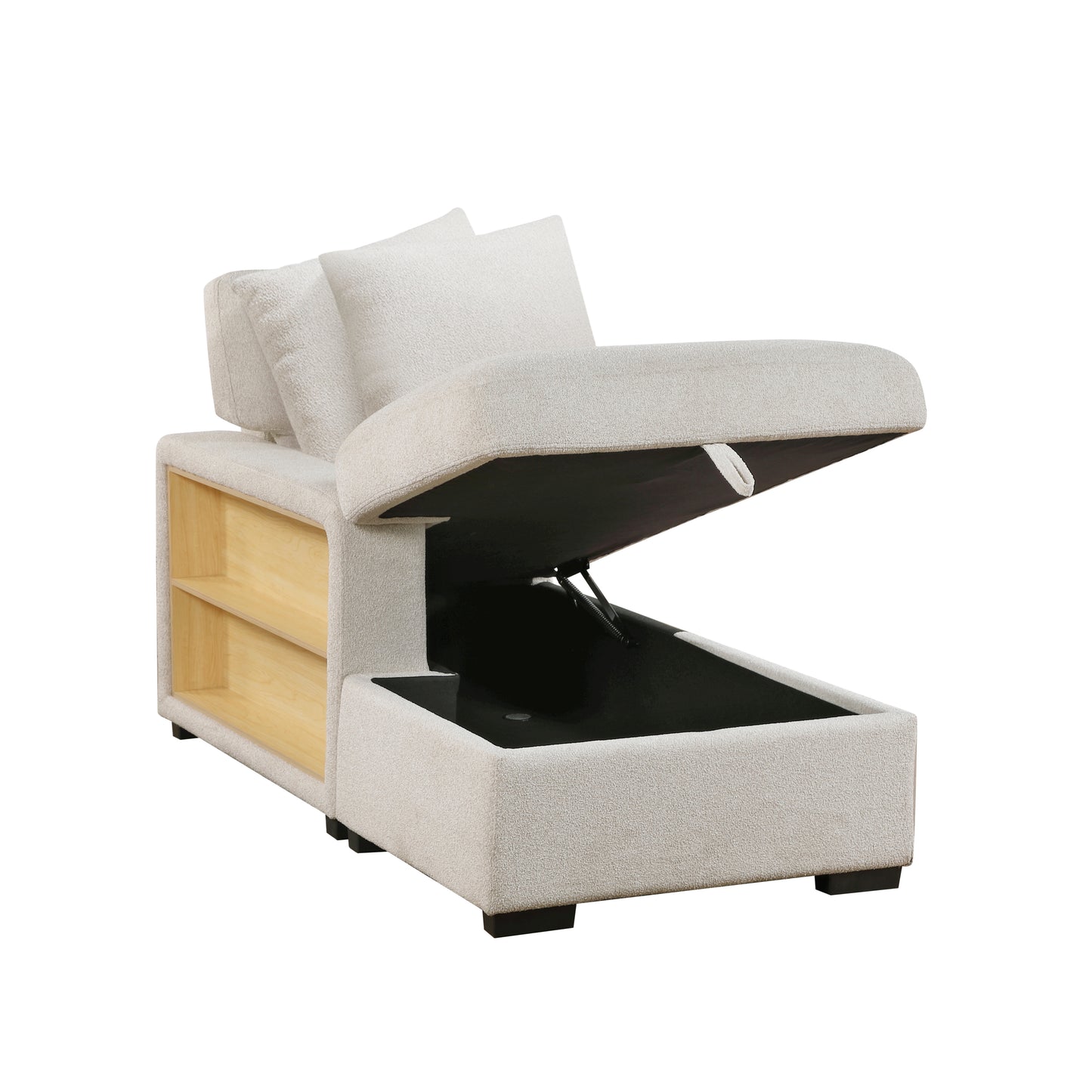9630BE*4LC2R - (4)Sectional with Left Chaise, Pull-out Bed, Hidden Storages and Shelves, Charging Ports
