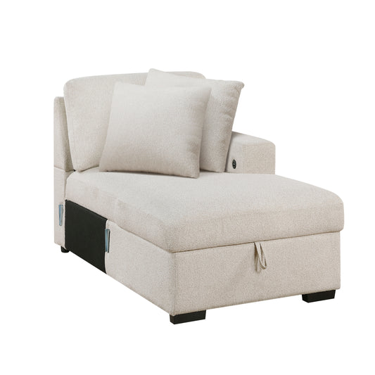 9630BE*22LRC - (2)Sectional with Right Chaise, Pull-out Bed, Hidden Storage and Shelves, Charging Ports