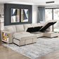 9630BE*32LRC - (3)Sectional with Right Chaise, Pull-out Bed, Hidden Storages and Shelves, Charging Ports