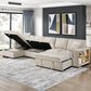 9630BE*3LC2R - (3)Sectional with Left Chaise, Pull-out Bed, Hidden Storages  and Shelves, Charging Ports