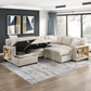 9630BE*4LC2R - (4)Sectional with Left Chaise, Pull-out Bed, Hidden Storages and Shelves, Charging Ports