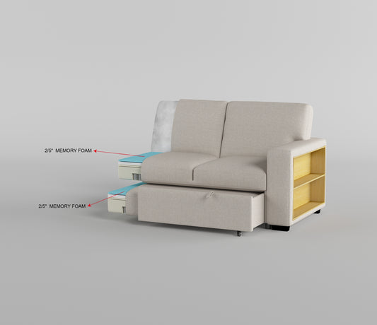 9630BE*3LC2R - (3)Sectional with Left Chaise, Pull-out Bed, Hidden Storages  and Shelves, Charging Ports
