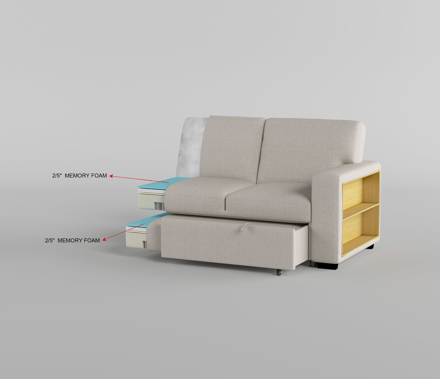 9630BE*32LRC - (3)Sectional with Right Chaise, Pull-out Bed, Hidden Storages and Shelves, Charging Ports