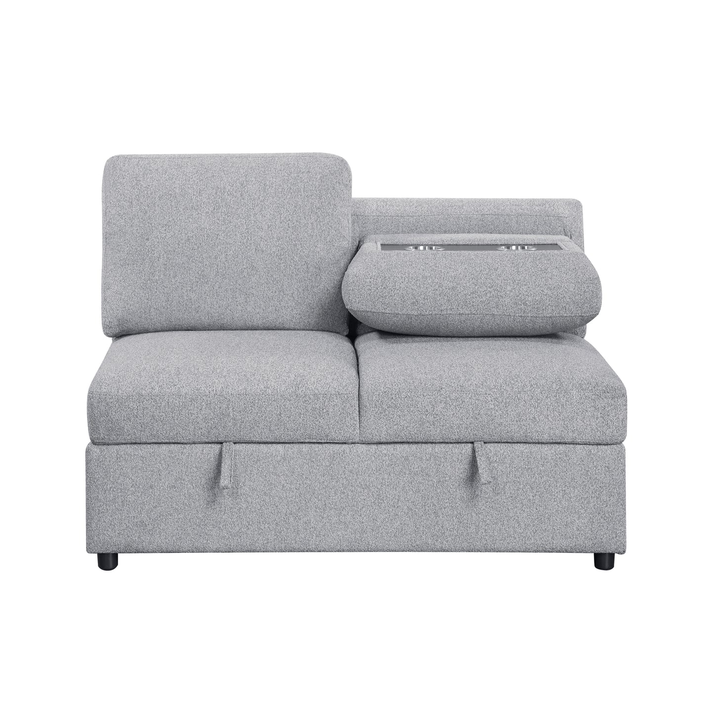 9630GY*3LC2R - (3)Sectional with Left Chaise, Pull-out Bed Hidden Storages and Shelves, Charging Ports