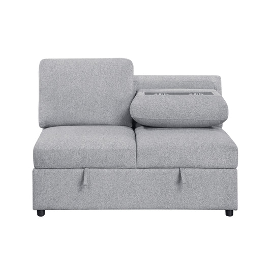 9630GY*42LRC - (4)Sectional with Right Chaise, Pull-out Bed, Hidden Storages and Shelves, Charging Ports