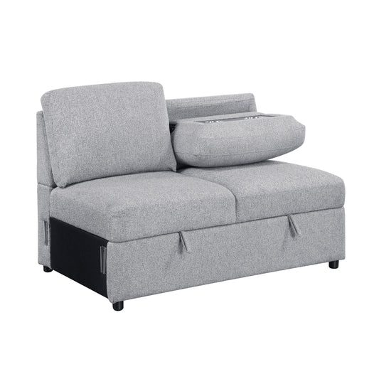 9630GY*32LRC - (3)Sectional with Right Chaise, Pull-out Bed, Hidden Storages and Shelves, Charging Ports