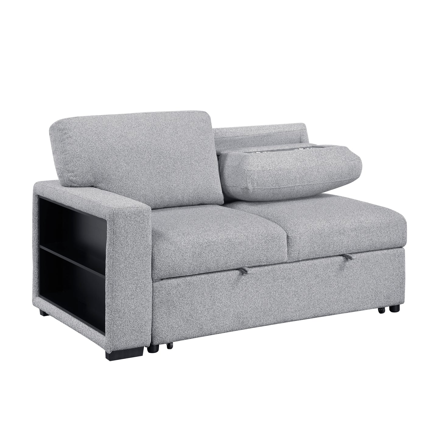 9630GY*22LRC - (2)Sectional with Right Chaise, Pull-out Bed, Hidden Storage and Shelves, Charging Ports