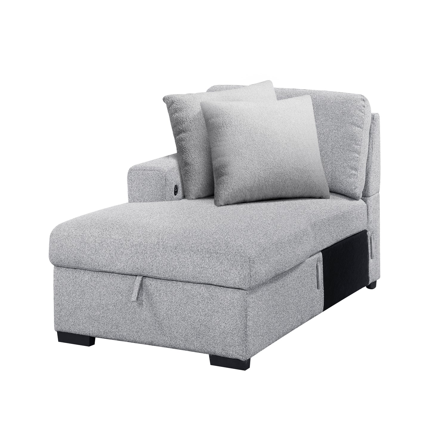 9630GY*2LC2R - (2)Sectional with Left Chaise, Pull-out Bed, Hidden Storages and Shelves, Charging Ports