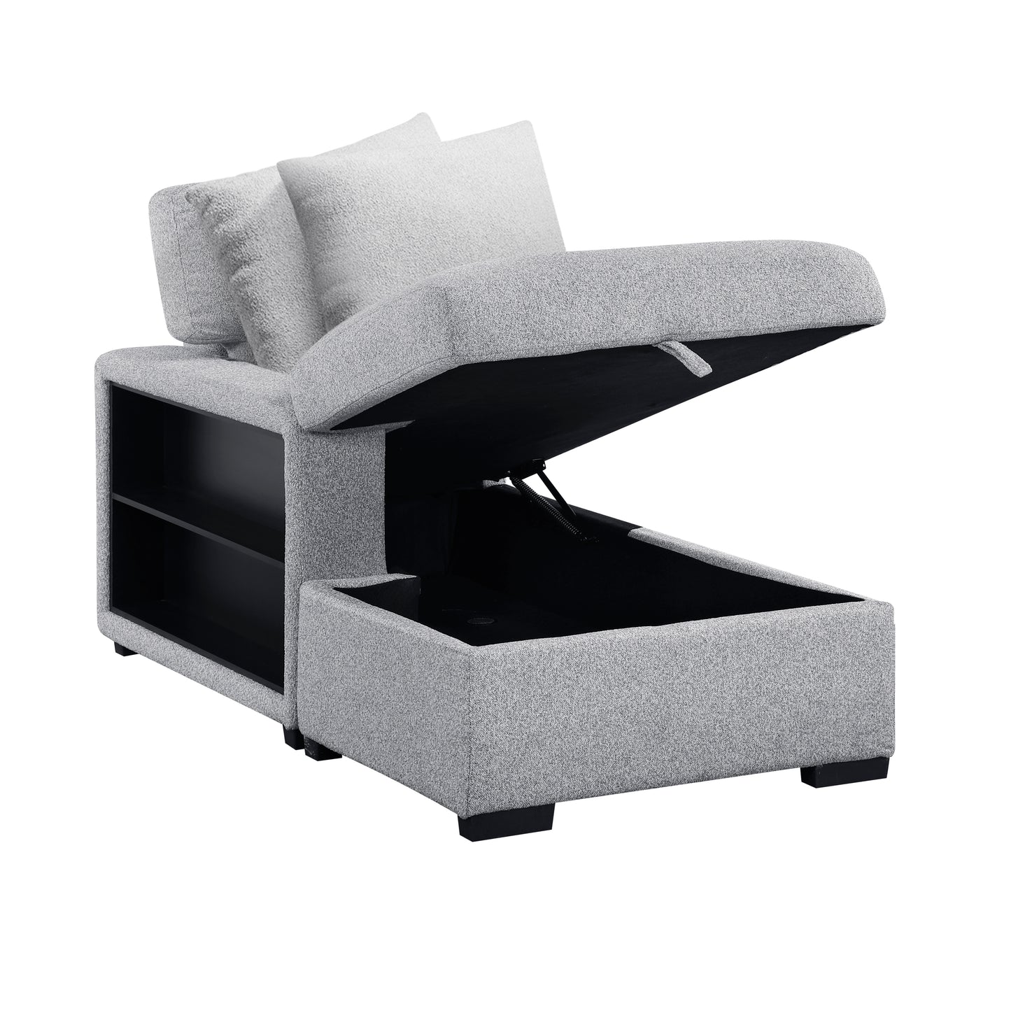 9630GY*2LC2R - (2)Sectional with Left Chaise, Pull-out Bed, Hidden Storages and Shelves, Charging Ports