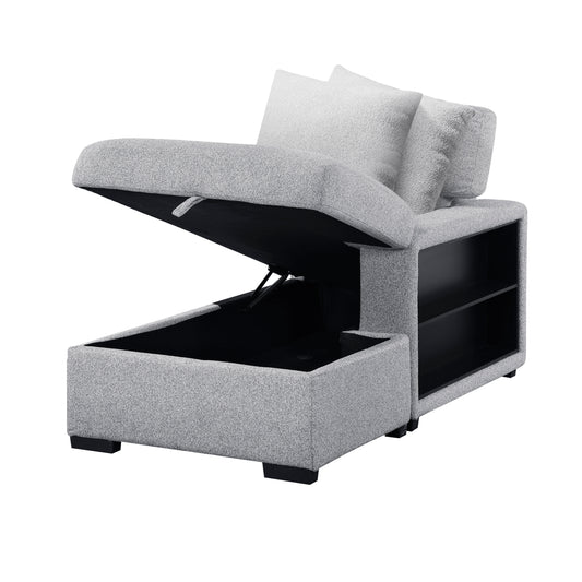 9630GY*22LRC - (2)Sectional with Right Chaise, Pull-out Bed, Hidden Storage and Shelves, Charging Ports