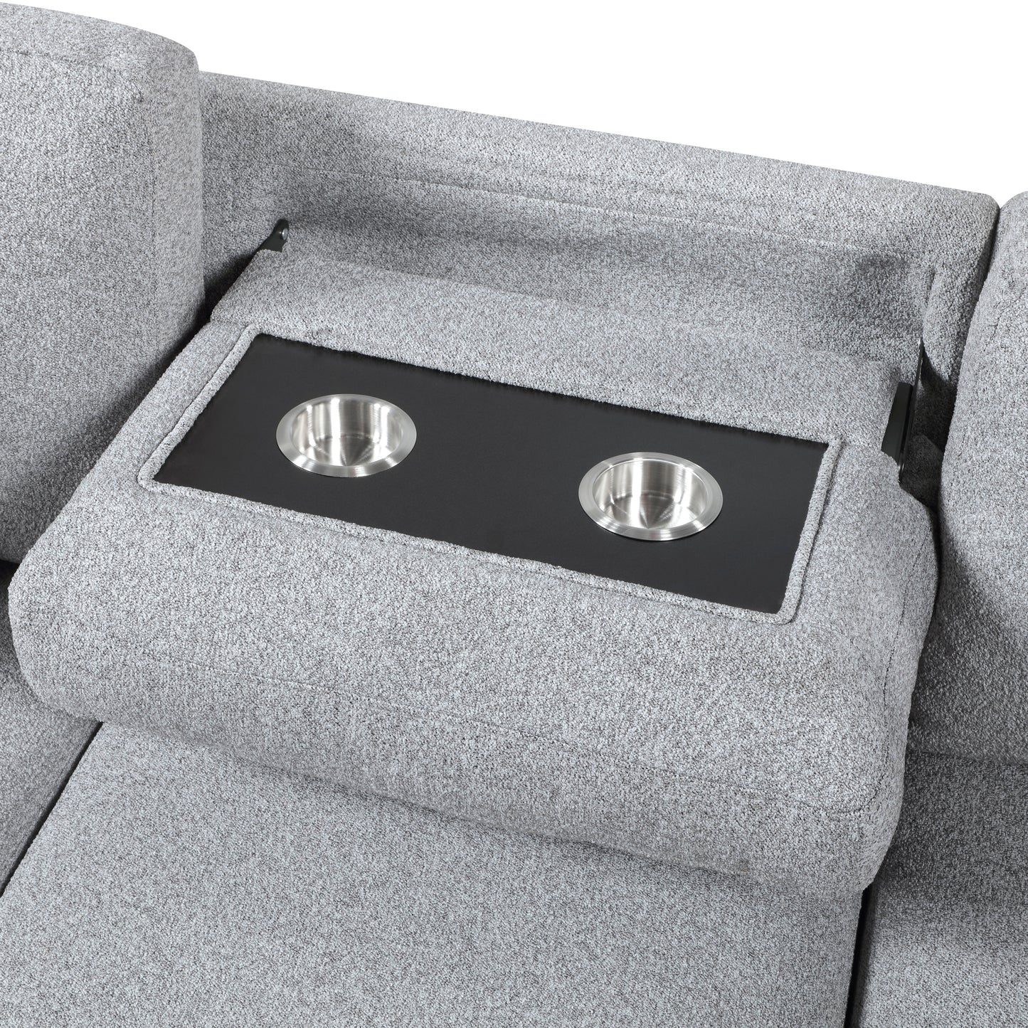 9630GY*32LRC - (3)Sectional with Right Chaise, Pull-out Bed, Hidden Storages and Shelves, Charging Ports