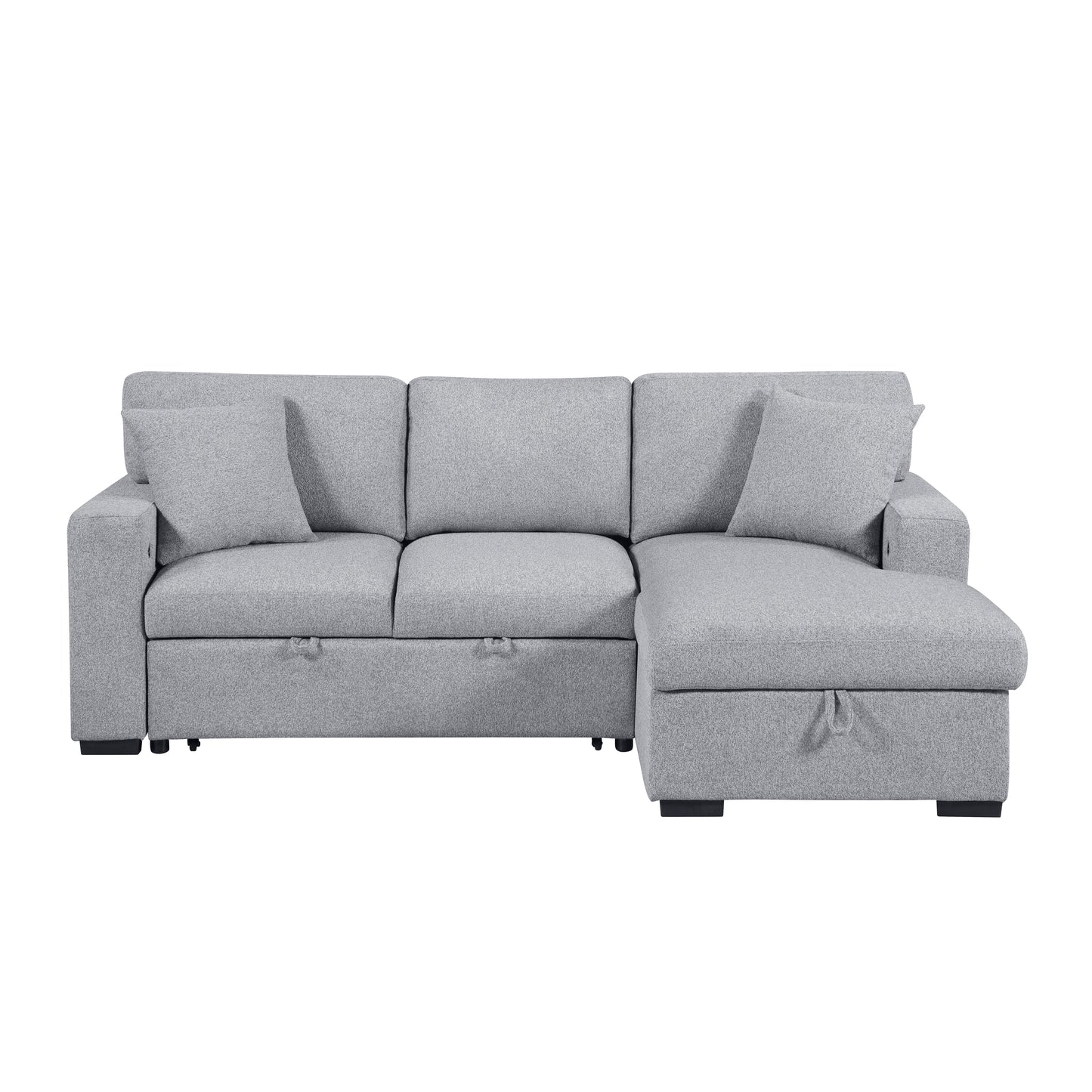 9630GY*22LRC - (2)Sectional with Right Chaise, Pull-out Bed, Hidden Storage and Shelves, Charging Ports