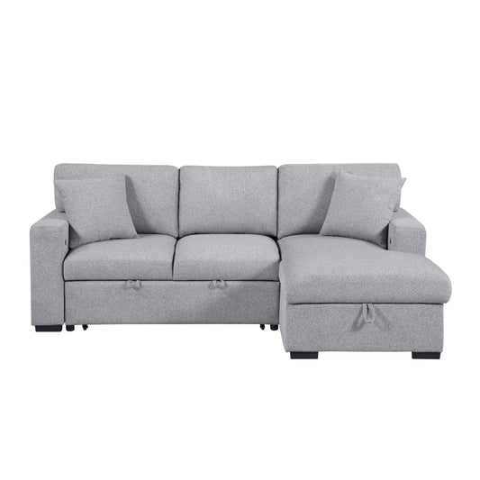 9630GY*22LRC - (2)Sectional with Right Chaise, Pull-out Bed, Hidden Storage and Shelves, Charging Ports