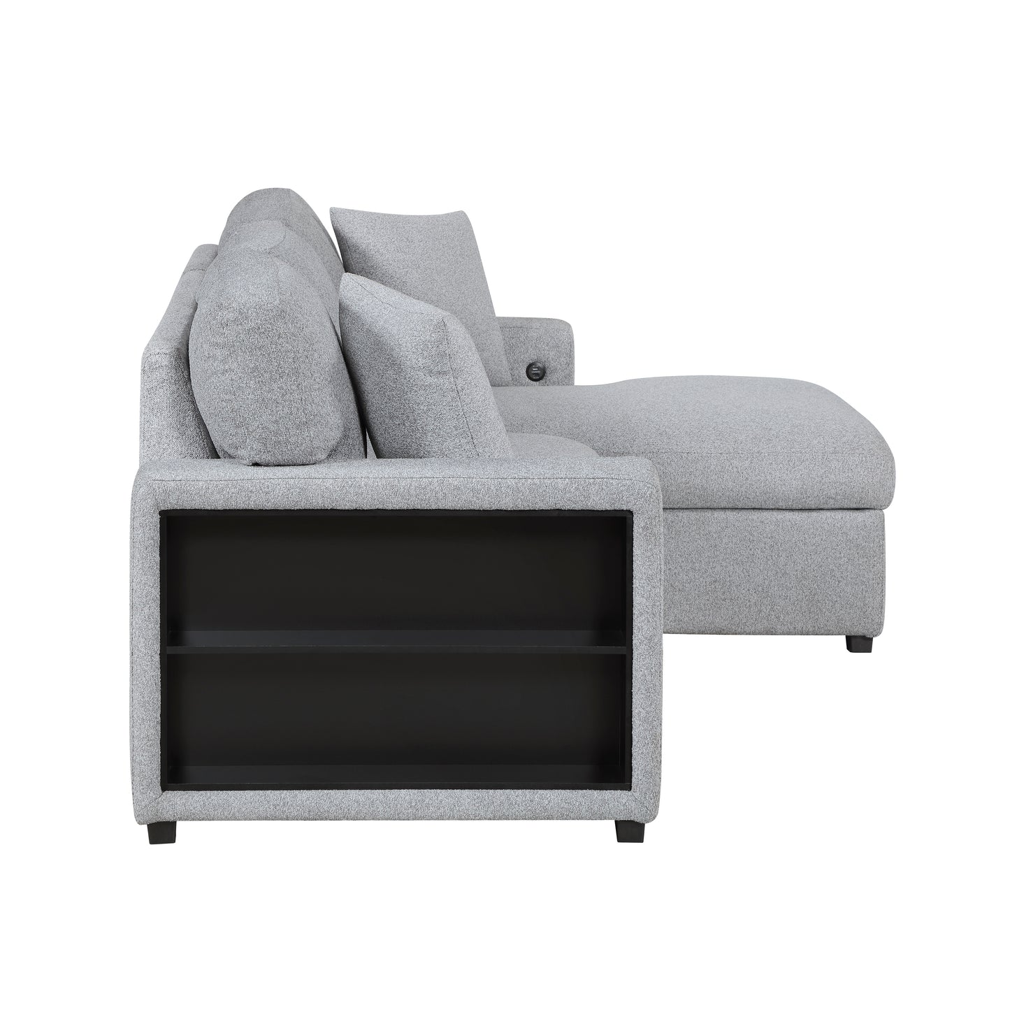 9630GY*22LRC - (2)Sectional with Right Chaise, Pull-out Bed, Hidden Storage and Shelves, Charging Ports