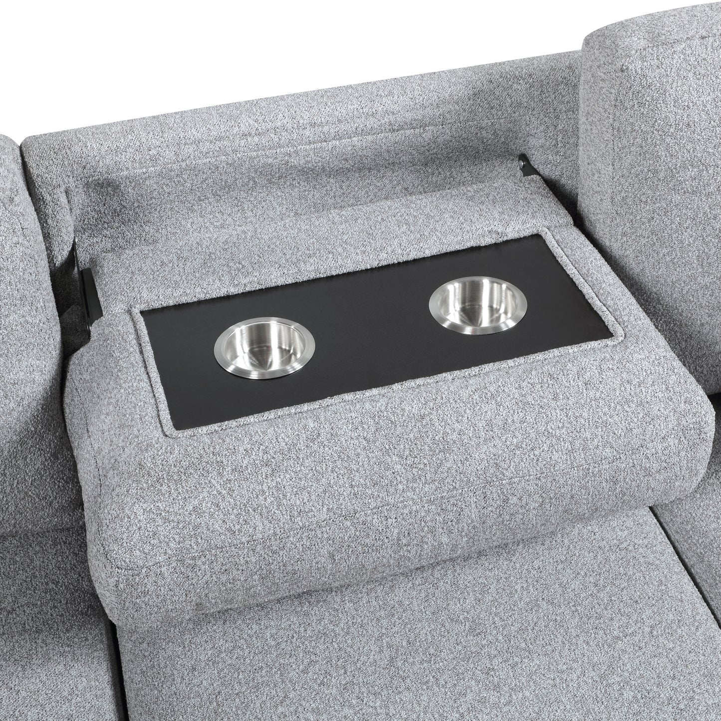 9630GY*4LC2R - (4)Sectional with Left Chaise, Pull-out Bed, Hidden Storages  and Shelves, Charging Ports