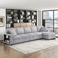 9630GY*32LRC - (3)Sectional with Right Chaise, Pull-out Bed, Hidden Storages and Shelves, Charging Ports