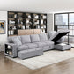 9630GY*32LRC - (3)Sectional with Right Chaise, Pull-out Bed, Hidden Storages and Shelves, Charging Ports