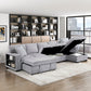 9630GY*32LRC - (3)Sectional with Right Chaise, Pull-out Bed, Hidden Storages and Shelves, Charging Ports