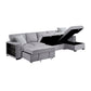 9630GY*32LRC - (3)Sectional with Right Chaise, Pull-out Bed, Hidden Storages and Shelves, Charging Ports