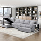 9630GY*3LC2R - (3)Sectional with Left Chaise, Pull-out Bed Hidden Storages and Shelves, Charging Ports