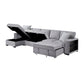 9630GY*3LC2R - (3)Sectional with Left Chaise, Pull-out Bed Hidden Storages and Shelves, Charging Ports