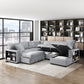 9630GY*42LRC - (4)Sectional with Right Chaise, Pull-out Bed, Hidden Storages and Shelves, Charging Ports