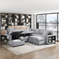 9630GY*4LC2R - (4)Sectional with Left Chaise, Pull-out Bed, Hidden Storages  and Shelves, Charging Ports