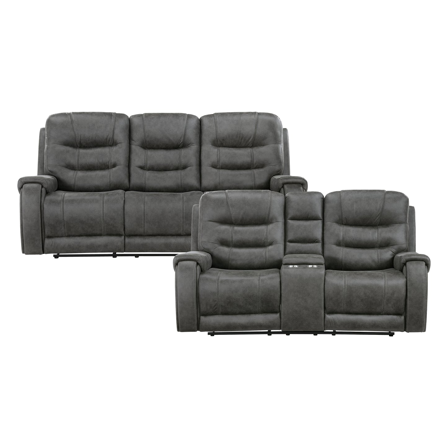 9634DGY*2 - 2pc Set: Sofa, Love