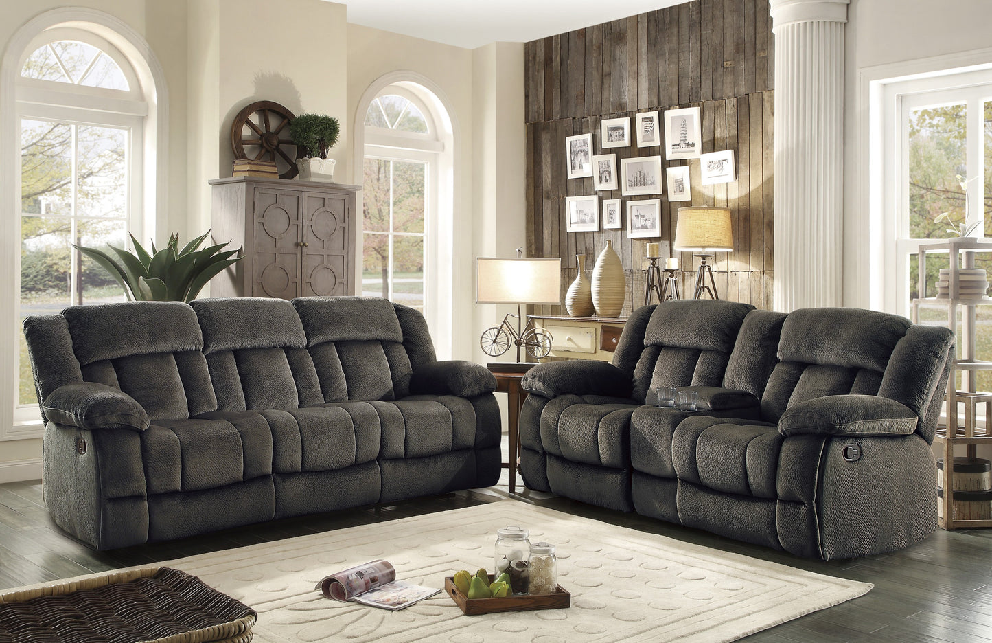 9636-2 - Double Glider Reclining Love Seat with Center Console