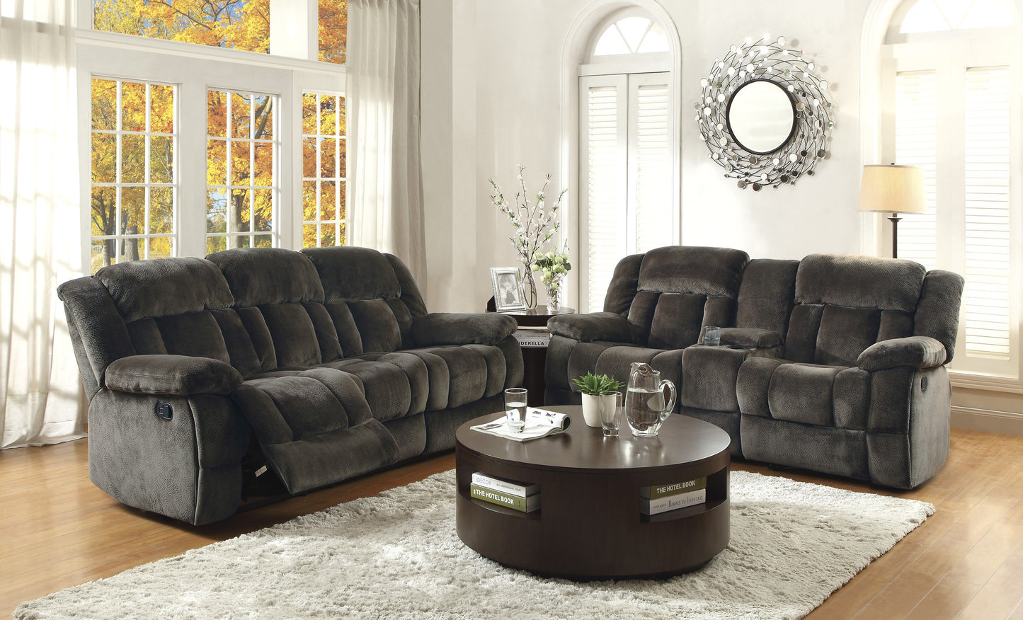 9636-2 - Double Glider Reclining Love Seat with Center Console